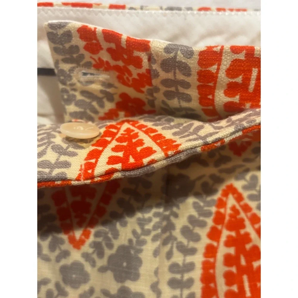 J.Crew Shorts Women's 6 Orange Gray‎ Leaf Boho Resort Beach Preppy Chino Summer